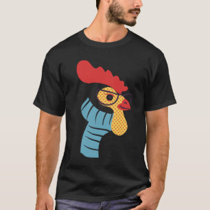 T-shirt Rooster Modern Simple Black Art Illustration