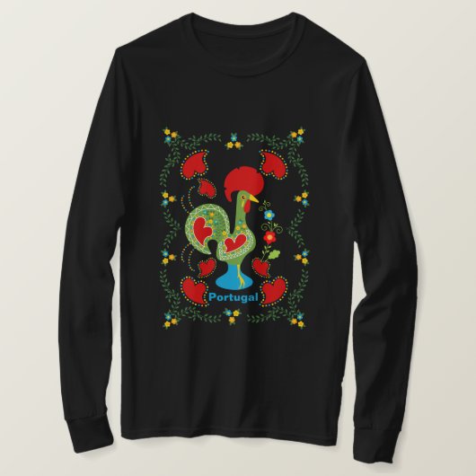 T-shirt Rooster portugais de la chance en vert (Design devant)