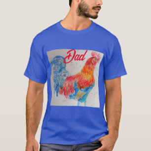 T-shirt Rooster rouge Aquarelle Peinture Fête des pères Pa