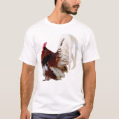 T-shirt Rooster Rouge Avec Plumes De Queue Blanche (Devant)
