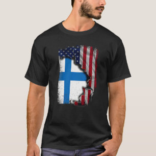 T-shirt ROOTS finlandais Drapeau semi-américain Patriotiqu