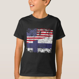 T-shirt ROOTS FINLANDAIS Drapeau semi-américain USA FINLAN