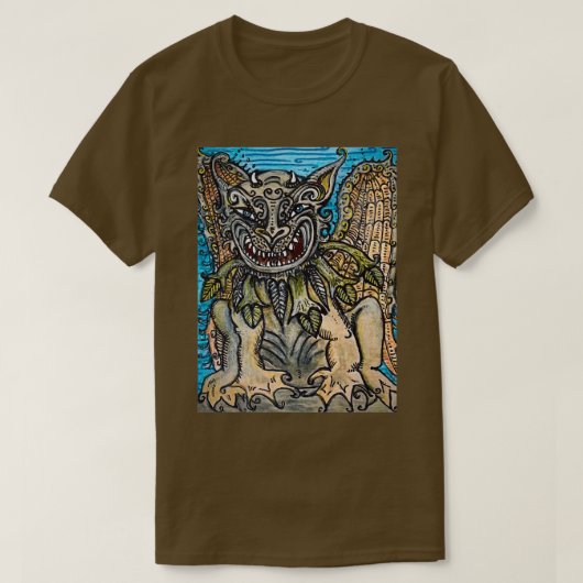 T-shirt ROOTS GARGOYLE Mythical Creature Illustration Cree (Design devant)