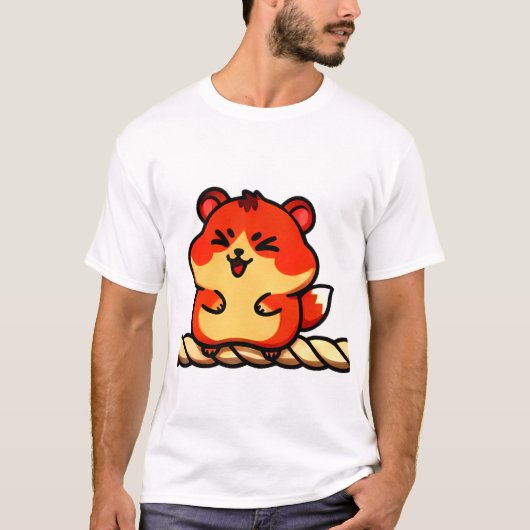 T-shirt Rope Giggles: Chibi Hamster in Red & Cream (Devant)