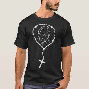 T-shirt Rosaire Vierge Marie Dieu Jésus Foi Religieux Cat