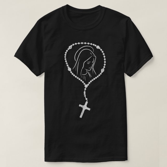 T-shirt Rosaire Vierge Marie Dieu Jésus Foi Religieux Cath (Design devant)