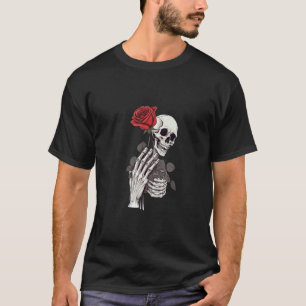 T-shirt Rose À Main Tête De Crâne Et Squelette