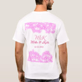 T-shirt rose ajouter nom de couple date monogramme parties (Dos)