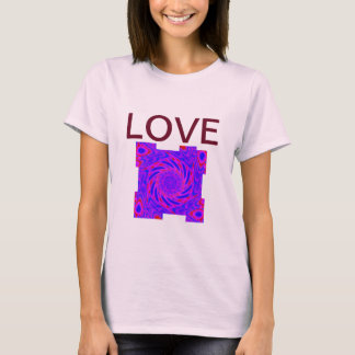 T-SHIRT ROSE AMOUR FEMMES