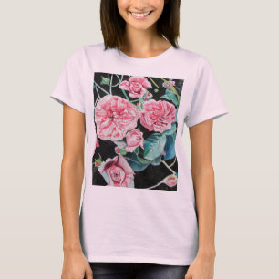 T-shirt Rose Aquarelle Chou Roses victoriens