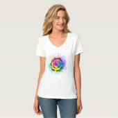 T-shirt Rose arc-en-ciel coloré (Devant entier)