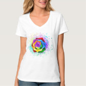 T-shirt Rose arc-en-ciel coloré (Devant)