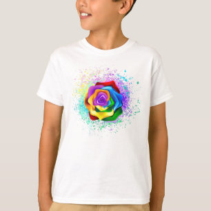 T-shirt Rose arc-en-ciel coloré