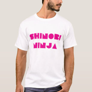 T-SHIRT ROSE BLANC DE LOGO DE NINJA DE SHINOBI