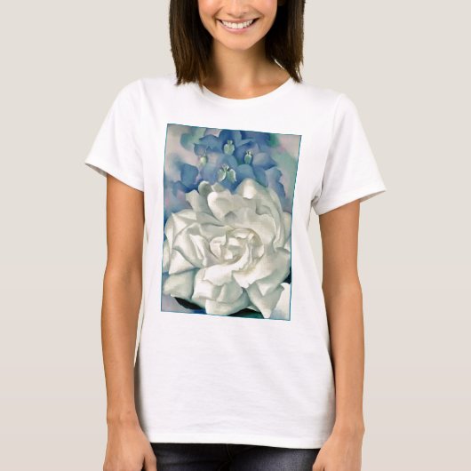 T-shirt Rose blanc et pied-d'alouette de stupéfaction la (Devant)