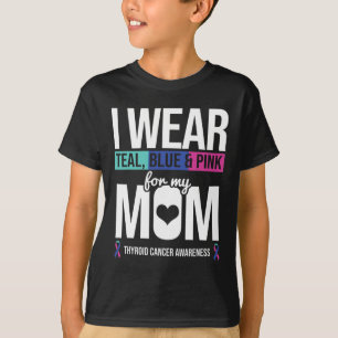 T-shirt Rose Bleu turquoise Pour Maman Thyroïde Cancer Sen