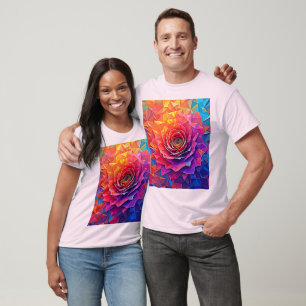 T-shirt Rose Bloom Abstrait en Low Poly