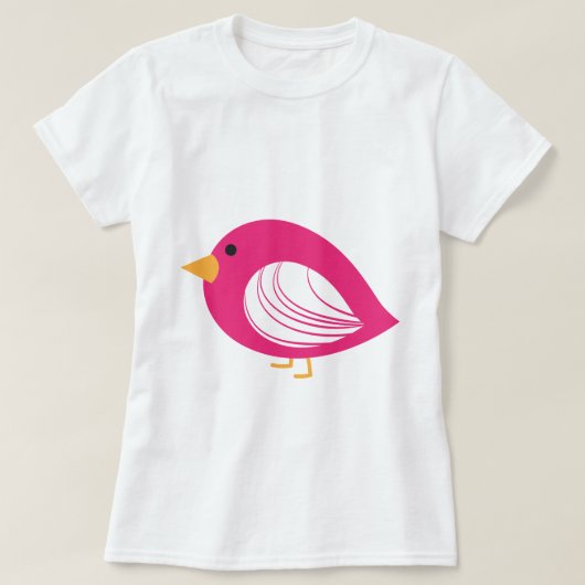 T-shirt rose coloré oiseaux curieux (Design devant)