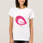 T-shirt rose coloré oiseaux curieux (Devant)