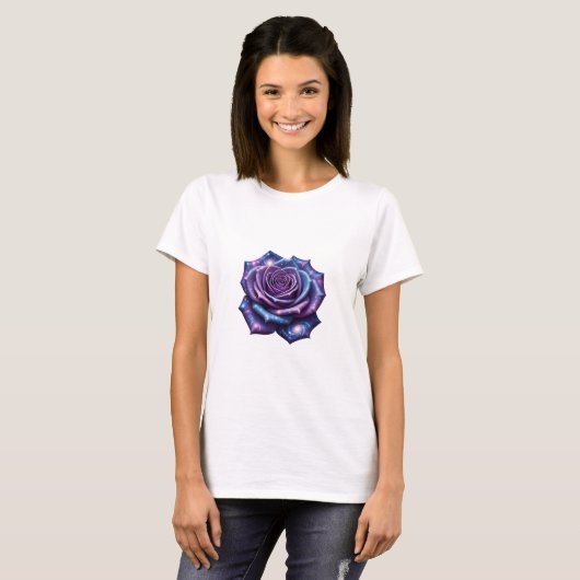 T-shirt Rose cosmique - Fleur céleste dans l'espac (Devant entier)