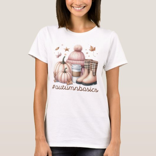 T-SHIRT ROSE DE CHUTE DE PASTEL ET OBJETS THÉMATIQUES BROW (Devant)
