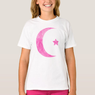 T-shirt rose de croissant de lune et d'étoile