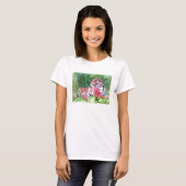 T-shirt rose de dames de tigre (Devant entier)