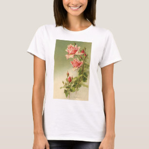T-shirt Rose de jardin victorienne rose vintage de la Sain