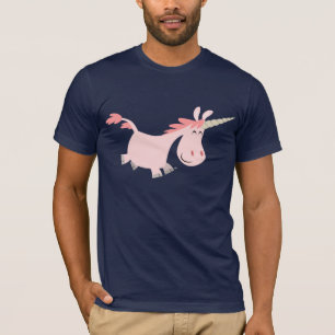 T-shirt rose de licorne de bande dessinée