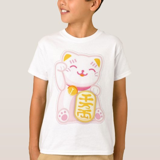 T-shirt rose de neko de maneki (Devant)