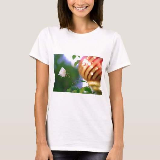 T-shirt Rose de Noël blanc (Devant)