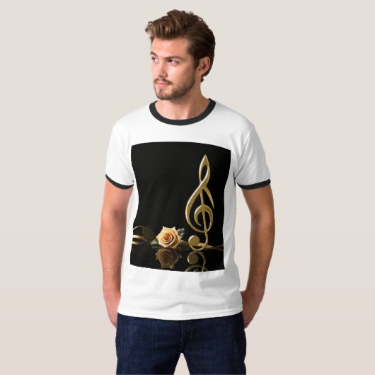 T-shirt Rose de notes musicales (Devant entier)