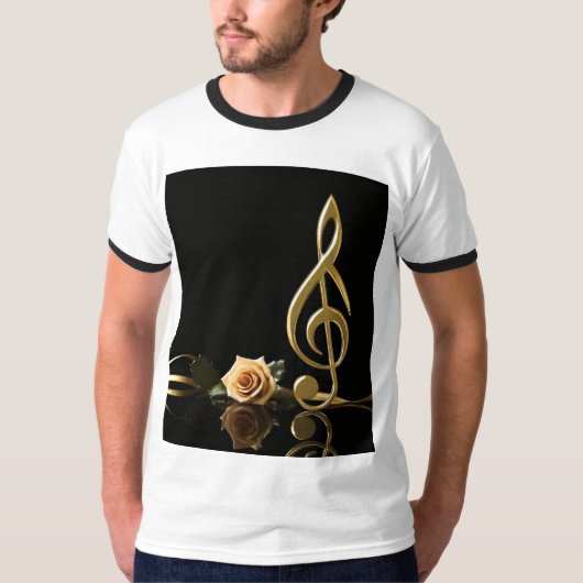 T-shirt Rose de notes musicales (Devant)