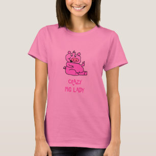 T-shirt rose de porc de Madame" bande dessinée "de