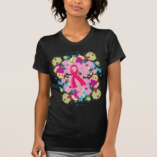 T-shirt rose de ruban de floc (Devant)