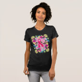 T-shirt rose de ruban de floc (Devant entier)