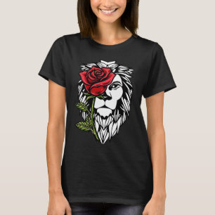 T-shirt Rose Demi Lion Face esthétique Rétro Nostalgie ART