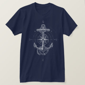T-shirt Rose des vents d'ancre nautique vintage marine