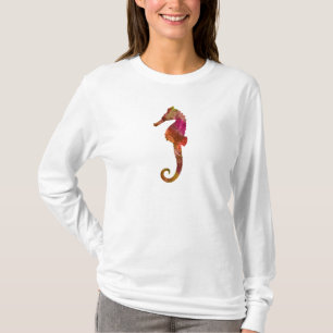T-shirt Rose d'hippocampe de silhouette d'aquarelle