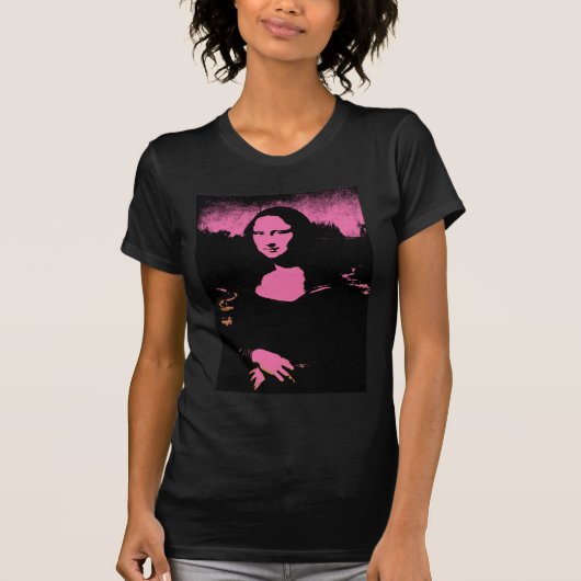 T-shirt Rose et noir graphiques de Mona Lisa de pièce en t (Devant)