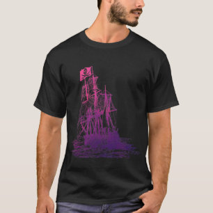 T-shirt rose et pourpre de bateau de pirate