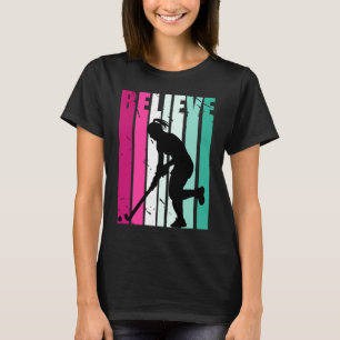 T-shirt Rose Et Vert Motivation Filles Hockey Croyez C