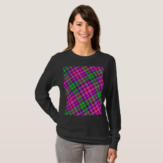 T-shirt Rose et vert sur motif carreaux tartan violet