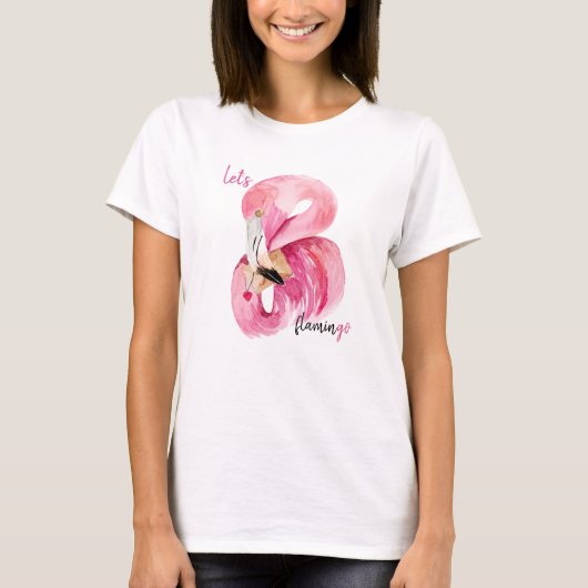 T-shirt Rose exotique moderne Flamant rose Aquarelle (Devant)