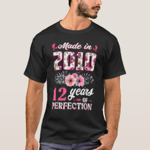 T-shirt Rose Fabriqué En 2010 12ème Anniversaire Fille 12