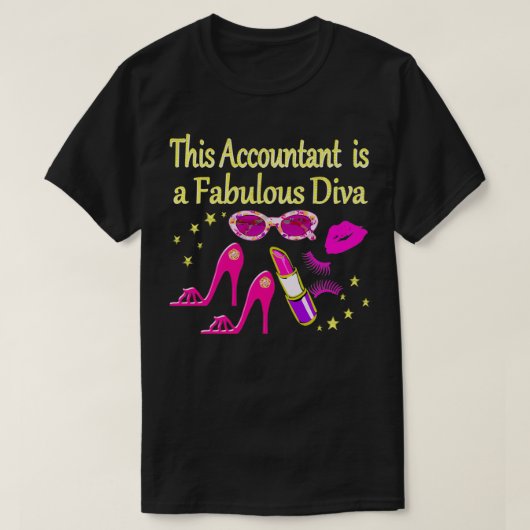 T-SHIRT ROSE FABULEUSE COMPTABLE DIVA DESIGN (Design devant)