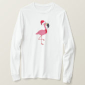 T-shirt rose Flamant rose de Noël à manches longue (Design devant)