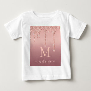 T-shirt rose Gold Baby avec nom de lettre personna