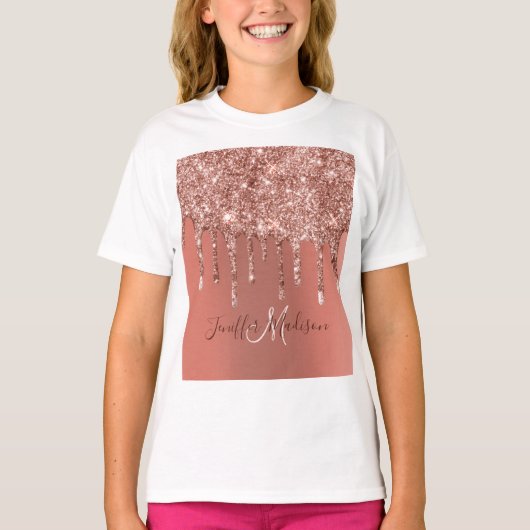 T-shirt Rose Gold Glitter Drips (Devant)