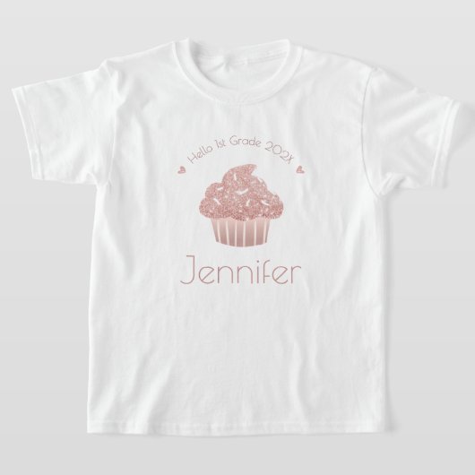 T-shirt Rose Gold Parties scintillant Cupcake Hello Custom (Poser)